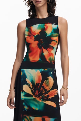 Robe longue - Noir et orange