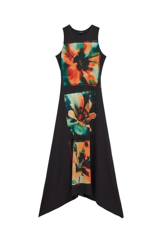 Robe longue - Noir et orange