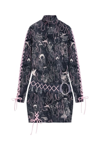Robe pull - Blanc, noir et rose