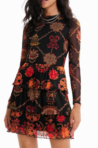 Robe pull - Noir, rouge et orange