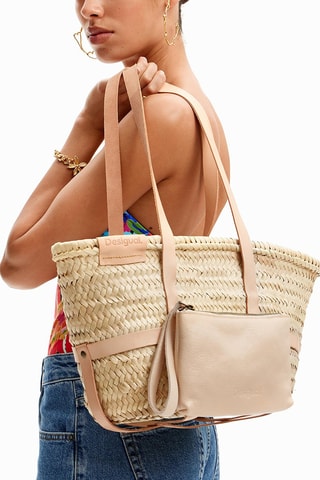 Sac porté épaule - Beige et rose