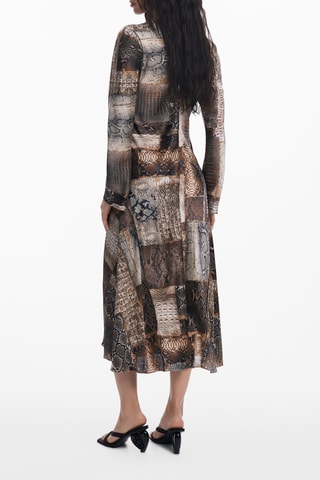 Robe midi - Beige et marron