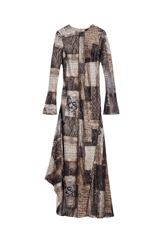 Robe midi - Beige et marron