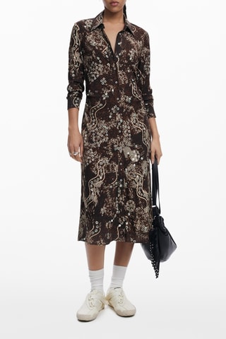 Robe chemise - Beige et marron