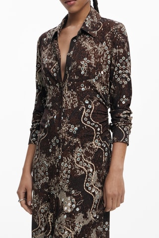 Robe chemise - Beige et marron