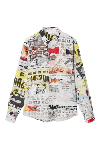 Chemise regular - Blanc, noir et rouge