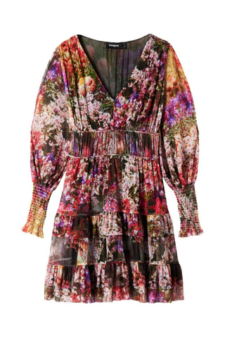 Robe volantée - Jaune et rose