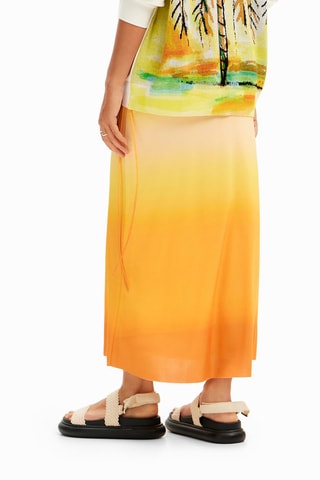 Jupe longue dip and dye - Jaune et orange