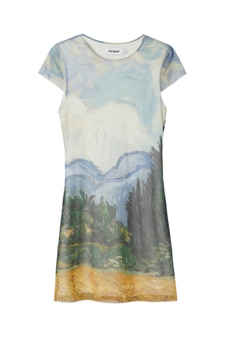Robe droite - Bleu et vert