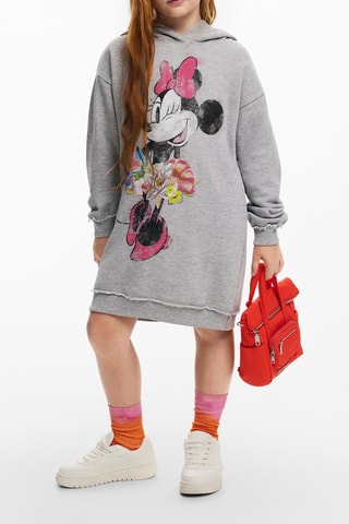 Robe sweat à capuche Minnie Disney - Gris