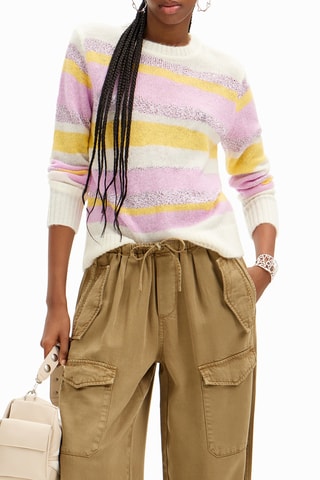 Pull regular - Blanc et jaune