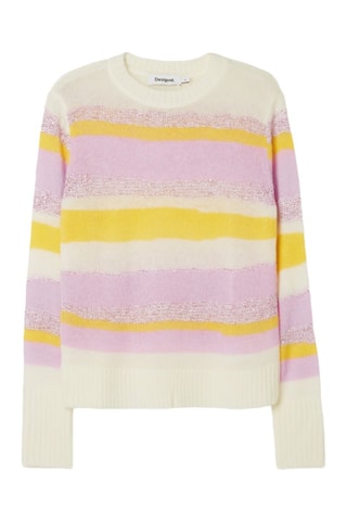 Pull regular - Blanc et jaune