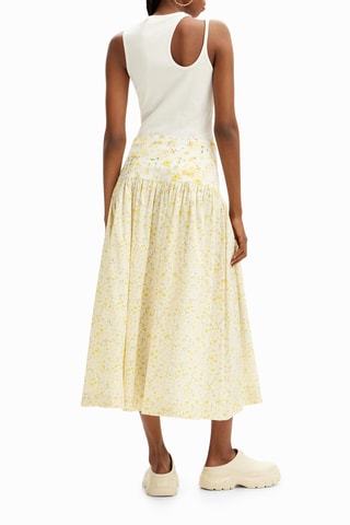Jupe midi taille haute - Jaune