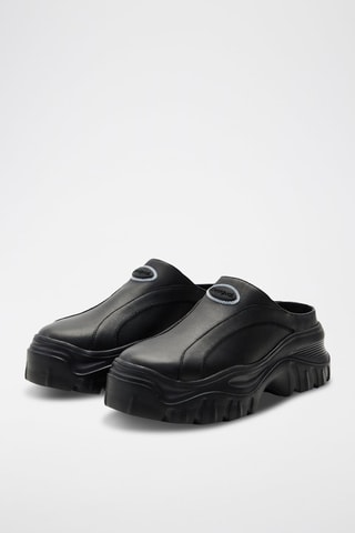 Sabots plateformes en cuir - Noir