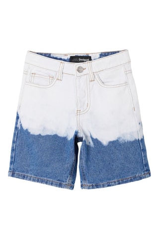 Short en jean dip and dye - Blanc et bleu