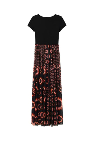 Robe trompe-l'œil - Noir, rouge et orange