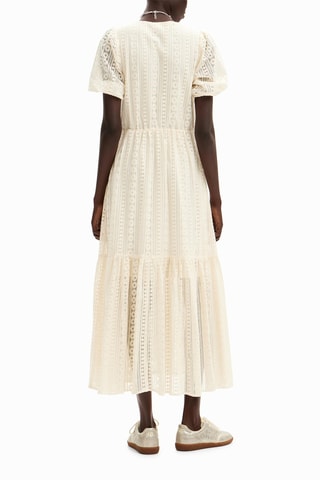 Robe chemise en dentelle - Blanc