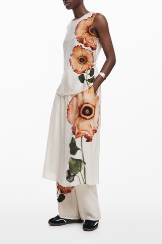 Pantalon wide legs - Blanc et beige