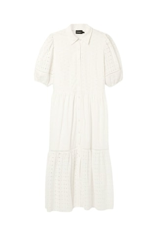Robe chemise en broderie anglaise - Blanc