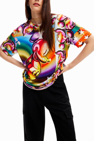 T-shirt Mickey Disney - Blanc et rose