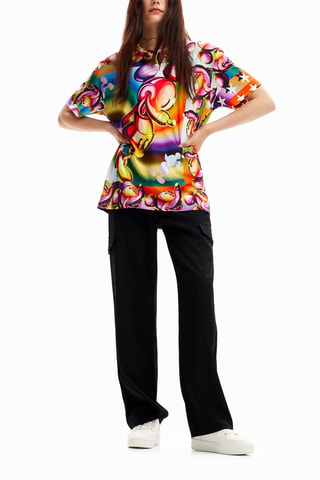 T-shirt Mickey Disney - Blanc et rose