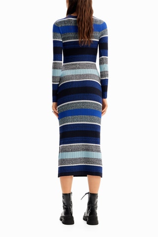Robe midi - Bleu et gris