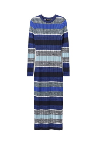 Robe midi - Bleu et gris