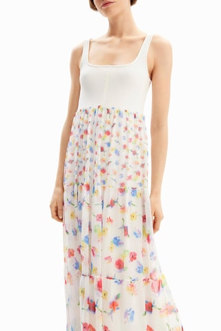 Robe midi - Blanc et rouge
