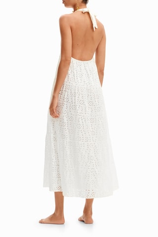 Robe midi en broderie anglaise - Blanc