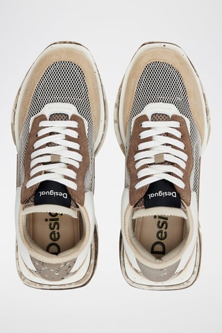 Baskets plateformes en cuir - Beige, blanc et marron
