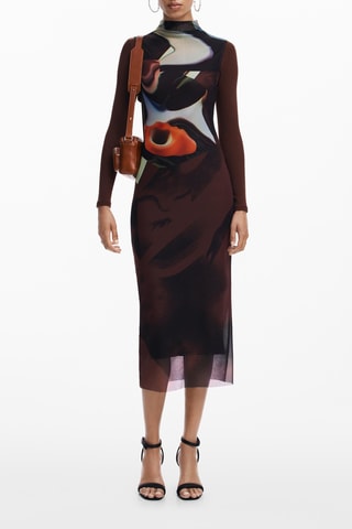 Robe fourreau - Noir et marron