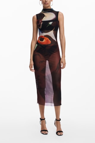 Robe fourreau - Noir et marron