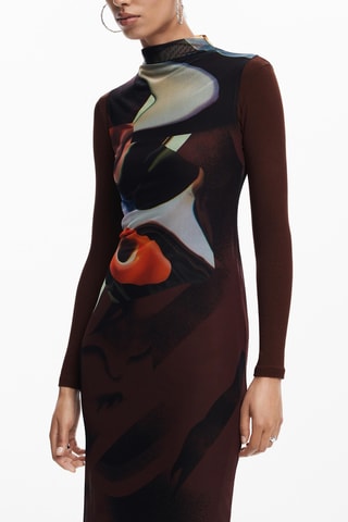 Robe fourreau - Noir et marron
