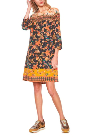 Robe droite - Beige et marron