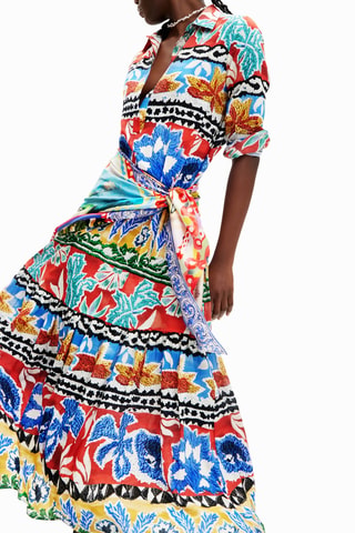 Robe chemise - Bleu et orange