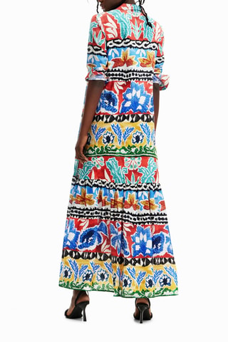 Robe chemise - Bleu et orange