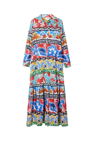 Robe chemise - Bleu et orange