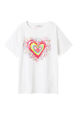 T-shirt - Blanc, bleu, jaune et rose
