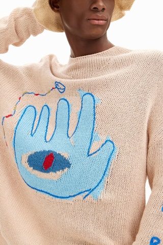 Pull - Beige et bleu