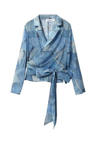 Blouse portefeuille - Bleu et marron