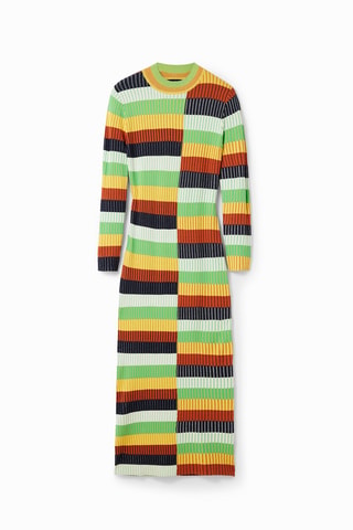 Robe longue - Blanc, vert et orange