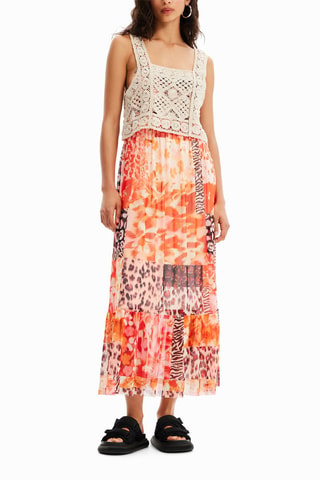 Robe longue - Rouge et orange