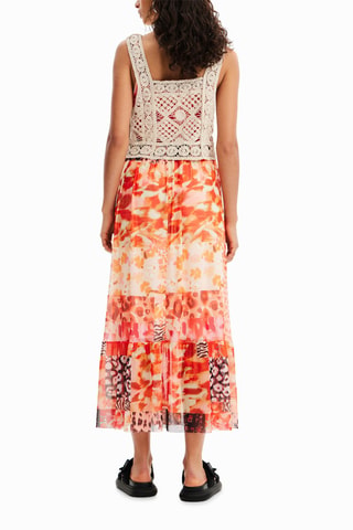 Robe longue - Rouge et orange