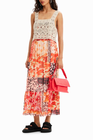 Robe longue - Rouge et orange