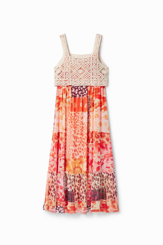 Robe longue - Rouge et orange