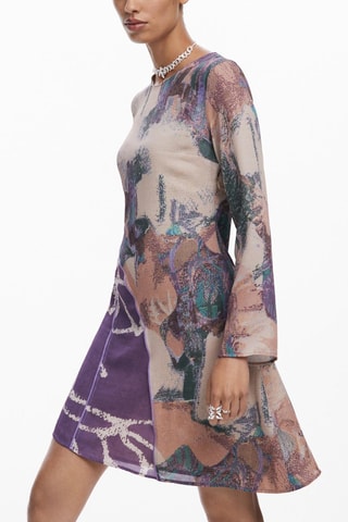 Robe trapèze - Beige et violet