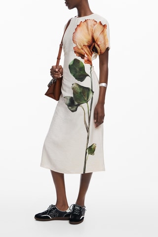 Robe droite - Blanc et beige