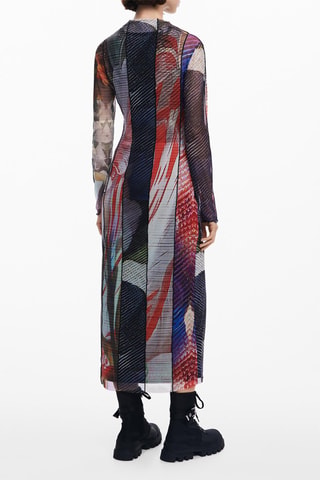 Robe longue - Blanc, noir, rouge et vert