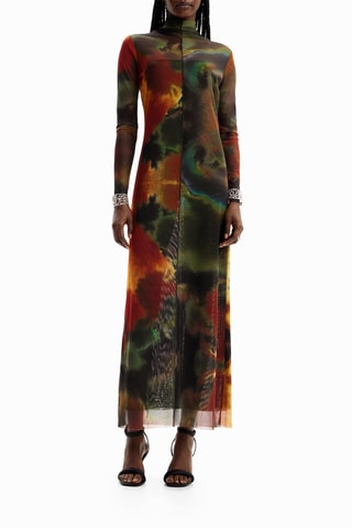 Robe longue tie and dye - Marron