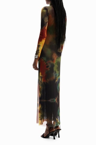 Robe longue tie and dye - Marron